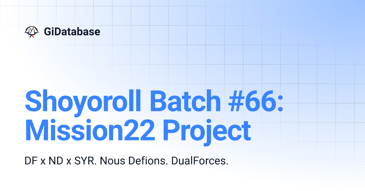 Shoyoroll Batch #66: Mission22 Project | GiDatabase