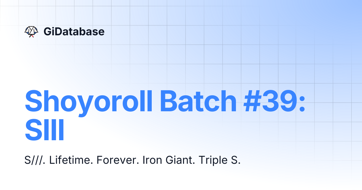 Shoyoroll Batch #39: SIII | GiDatabase